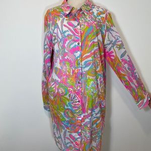Lilly Pulitzer Jupiter Island Scuba to Cuba Cover Up, Shirt Dress, Tunic XL